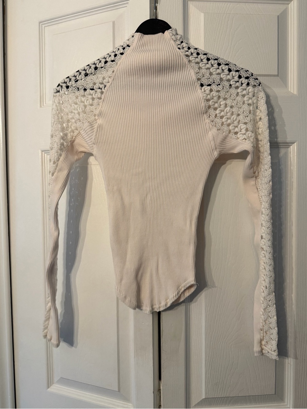 Free people  Ribbed Long-Sleeve Top with Crochet Detail